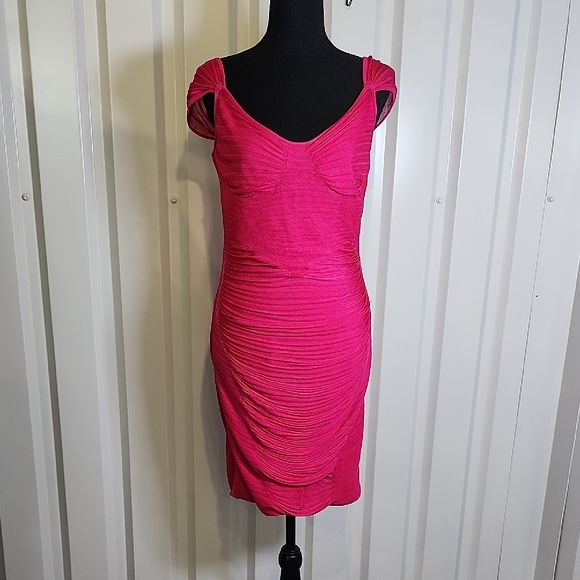 Zac Posen Dresses & Skirts - Zac Posen Womens Fuchsia Ruched Mini Dress Size Medium Bodycon Stretch